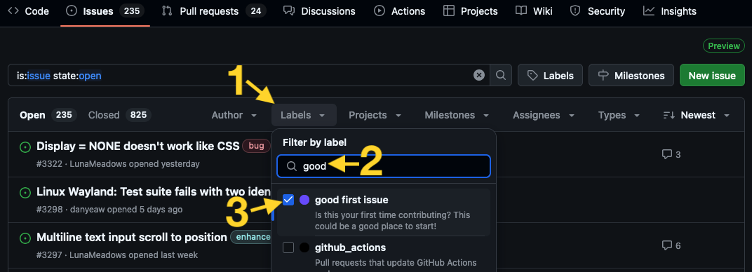 Lọc các vấn đề trên GitHub theo nhãn